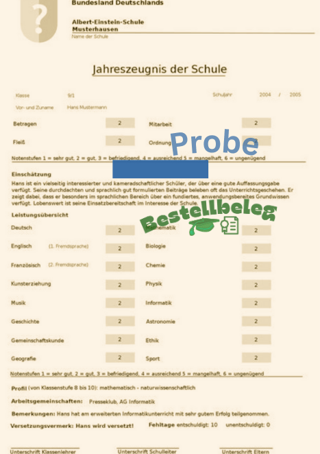 Beispiel Abiturzeugnis Deutschland abitur kaufen