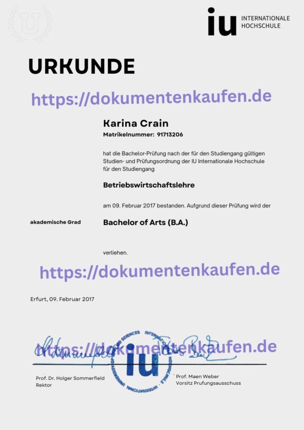 iu internationale hochschule urkunde